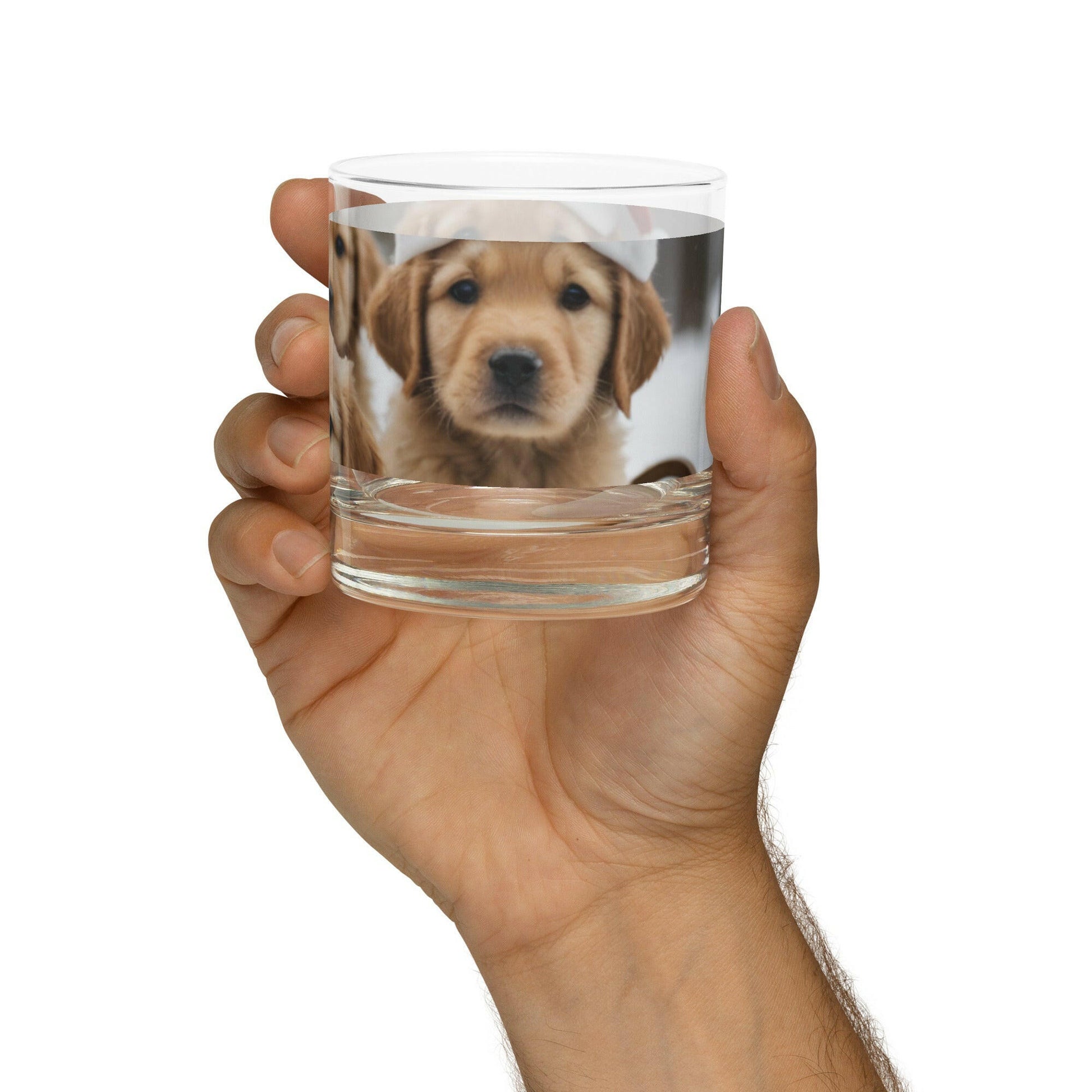 Cute Puppies Rocks glass Artistic Creatives